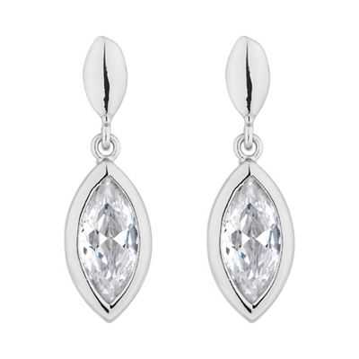 Silver crystal navette earring